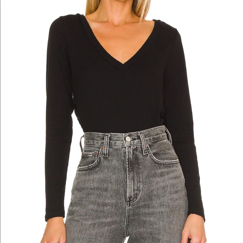 Black V Neck Long Sleeve Shirt
